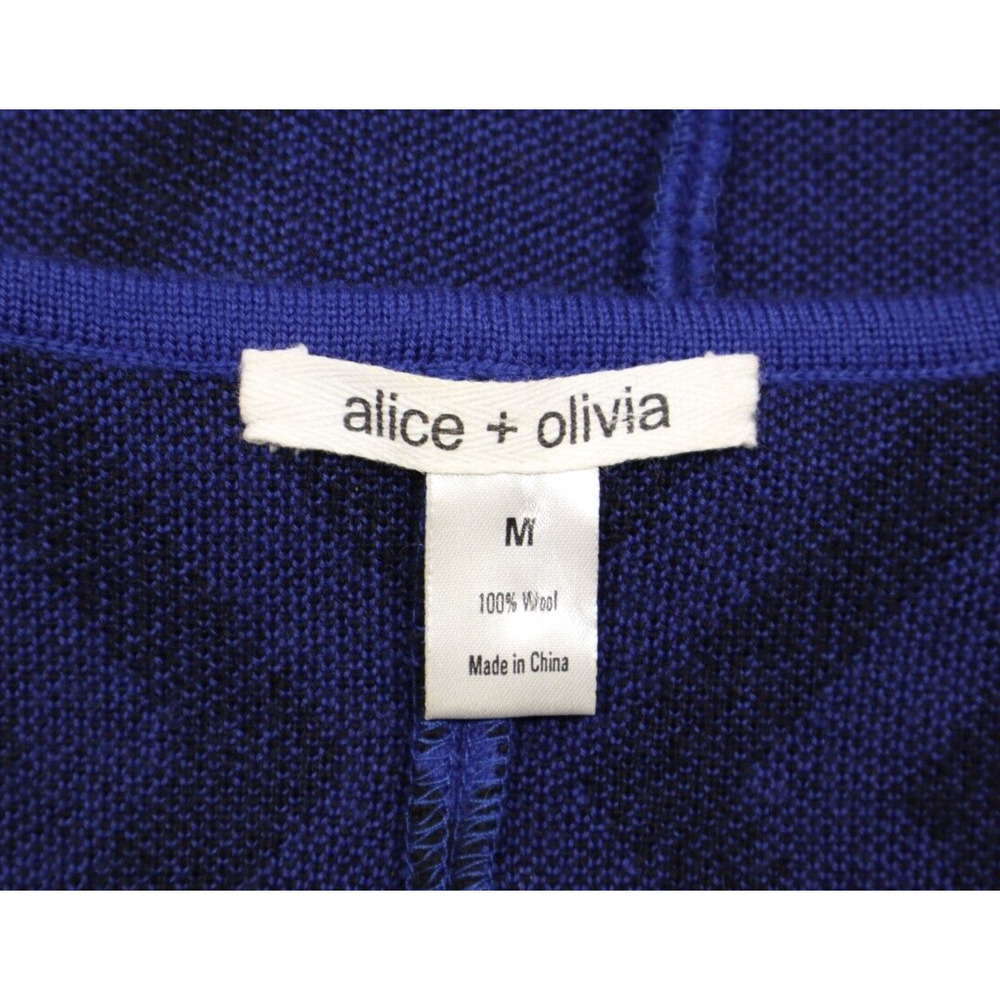 Alice+Olivia Women's Retro Mini Sweater Dress Geometric Blue Black Wool Sz M - Picture 6 of 8